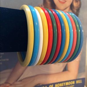 Huge lot of 13 colorful vintage Bangles